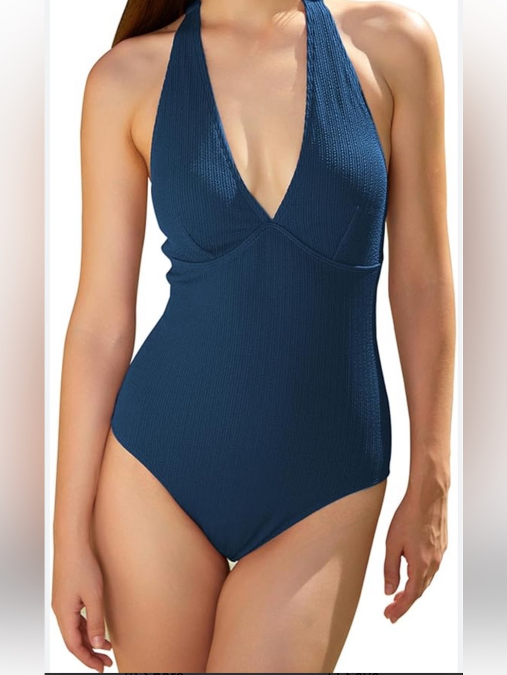 Sewsea~NWT~Deep Blue~High Waist~V-Neck~Open Back~One Piece~Swimsuit~ Sizes S & M
